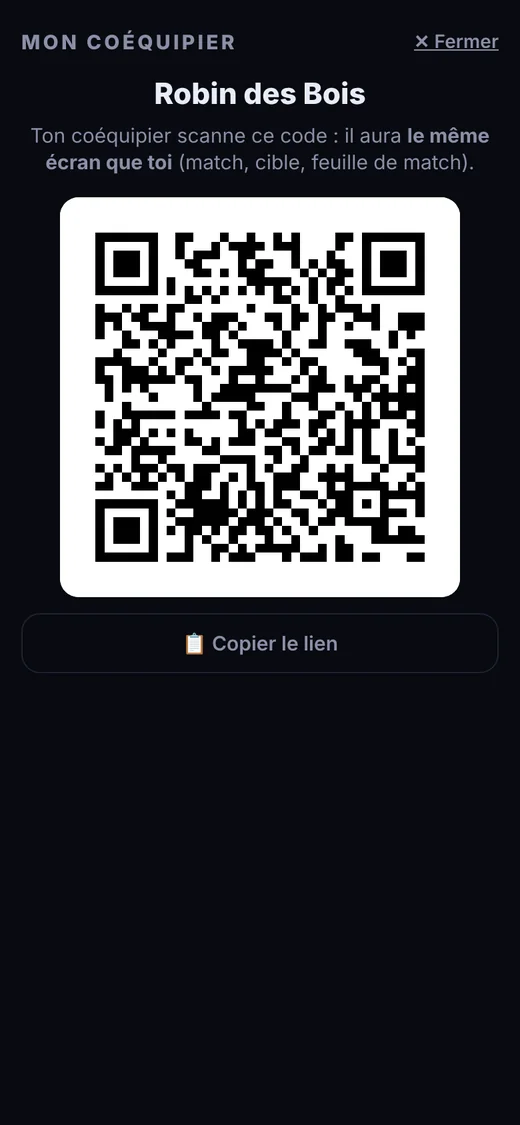 QR code pour inviter son coéquipier